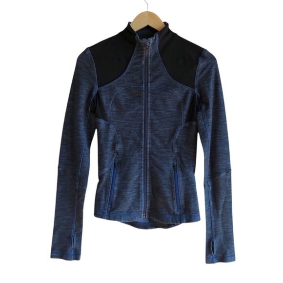 Lululemon Forme Jacket Size 4 Blue Slub Denim Limitless Blue / Black - Picture 2 of 12